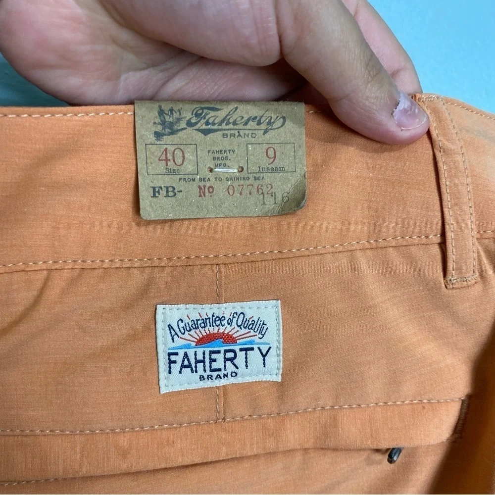 Faherty MSC0012 Mens Belt Loop All‎ Day & Trade Short Orange Sz 40 NWOT